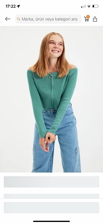 Mint Fermuarlı Crop Triko