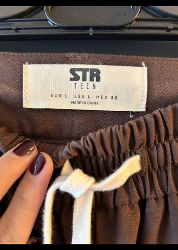 Kadın Bol Kesim Kahverengi Kuşaklı Pantolon - Görsel 2