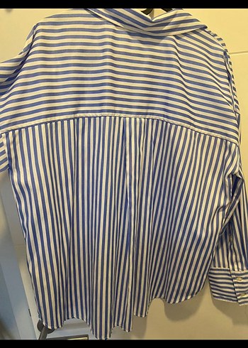 Mavi Çizgili Kadın Gömlek - Görsel 4