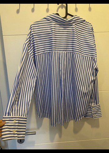 Mavi Çizgili Kadın Gömlek - Görsel 5