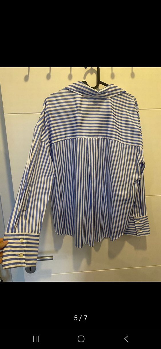 Mavi Çizgili Kadın Gömlek - Görsel 5