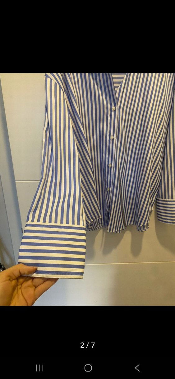 Mavi Çizgili Kadın Gömlek - Görsel 3