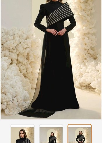 Uzun Siyah Gotik Abiye Elbise - Görsel 3