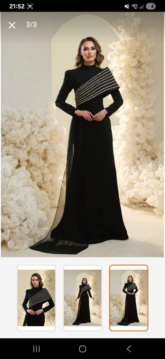 Uzun Siyah Gotik Abiye Elbise - Görsel 3