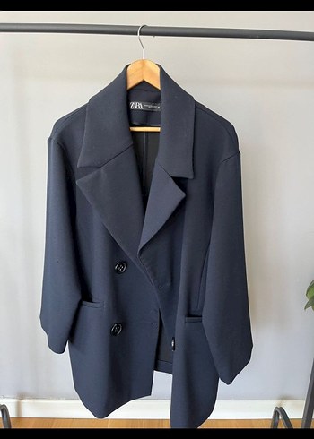Mavi Düğmeli Kadın Blazer Ceket
