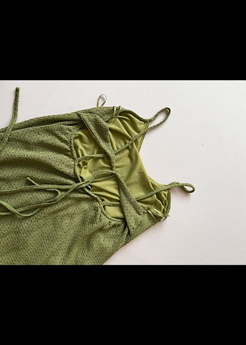 xs Beden yeşil Renk Pull&Bear Yeşil Askılı Midi Elbise