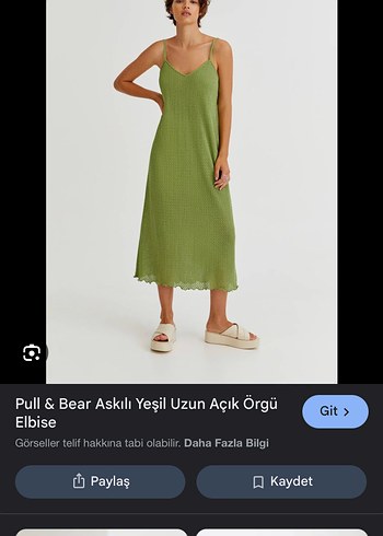 Pull&Bear Yeşil Askılı Midi Elbise