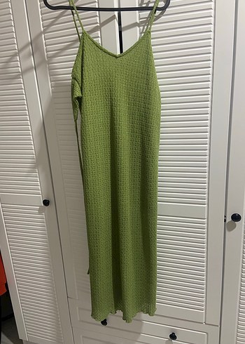 Pull and Bear Pull&Bear Yeşil Askılı Midi Elbise