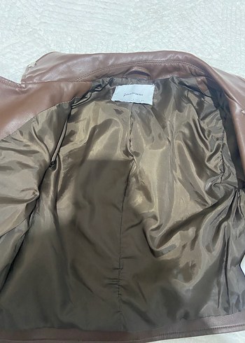 s Beden kahverengi Renk Kahverengi Deri Biker Ceket