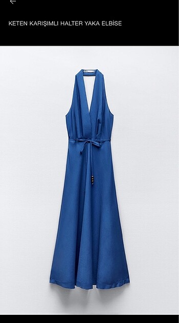 Zara halter yaka keten elbise