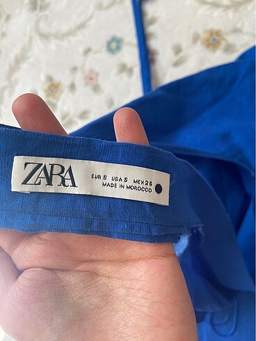 s Beden mavi Renk Zara halter yaka keten elbise