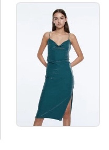 Stradivarius parlak midi boy elbise