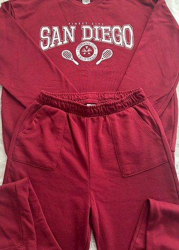 13-14 Yaş Beden bordo Renk Bordo Kadın Midi Sweatpants - Rahat Kesim