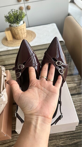 37 Beden Bordo rugan az topuklu sıfır ayakkabı