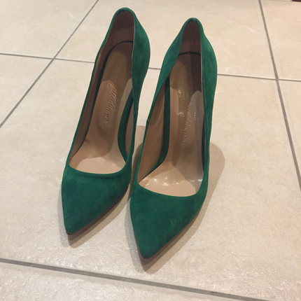 Zümrüt yeşili nubuk yüksek stiletto
