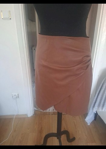 Drapeli Deri Mini Etek