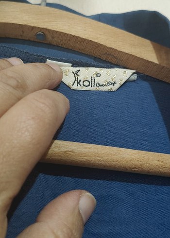 Nakışlı Mavi Uzun Kadın hırka - Görsel 4