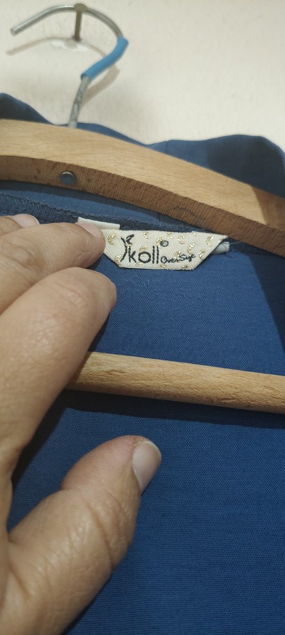 Nakışlı Mavi Uzun Kadın hırka - Görsel 4