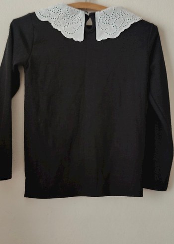 Kız Çocuk Siyah Dantelli Yakalı Bluz - Görsel 5