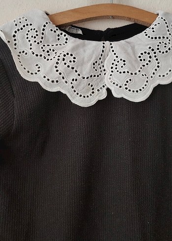 Kız Çocuk Siyah Dantelli Yakalı Bluz - Görsel 3