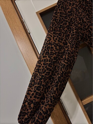 48 Beden Leoparlı şifon elbise