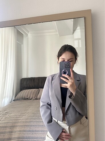 l Beden gri Renk Quzu blazer ceket