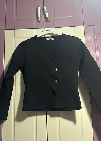 Diğer Düğmeli Siyah Midi Kadın Blazer