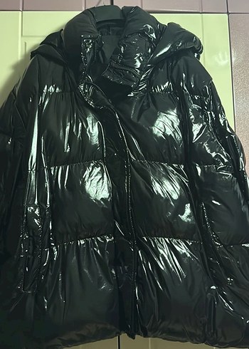 xl Beden Siyah Parlak Kadın Kışlık Mont