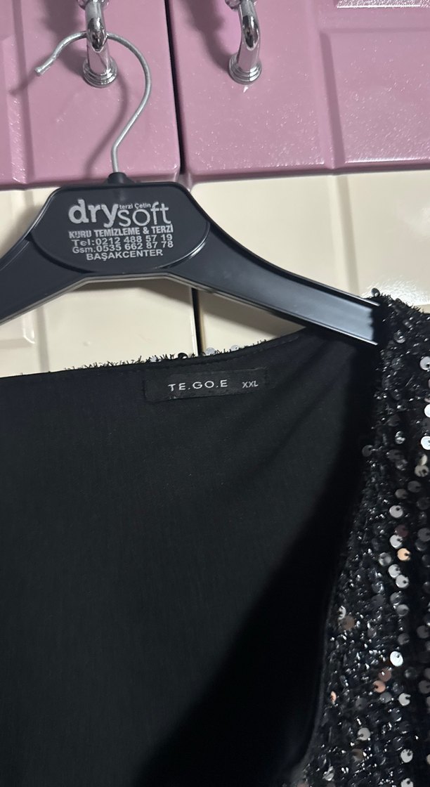 Parlak Siyah Pullu Uzun Kollu Bolero - Görsel 2