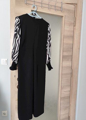 Diğer Diger Siyah Zebra Desenli Uzun Elbise
