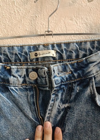 LC Waikiki Kadın Mavi Tie-Dye Bol Kesim Midi Kot Pantolon