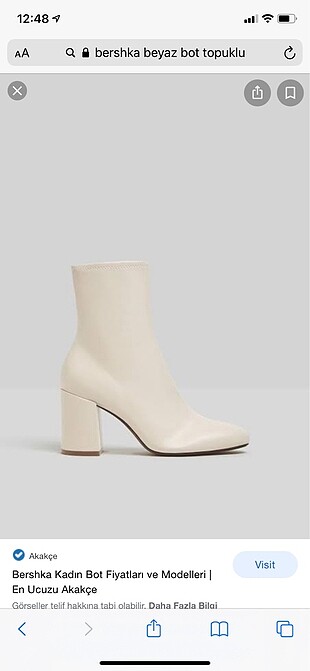 Bershka Krem Rengi Topuklu Bot