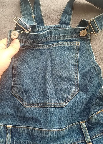 s Beden mavi Renk Mavi Düğmeli Kadın Denim Salopet