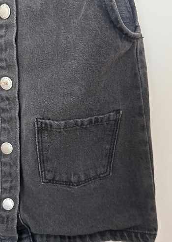 Kız Çocuk Siyah Denim Düğmeli elbise - Görsel 3