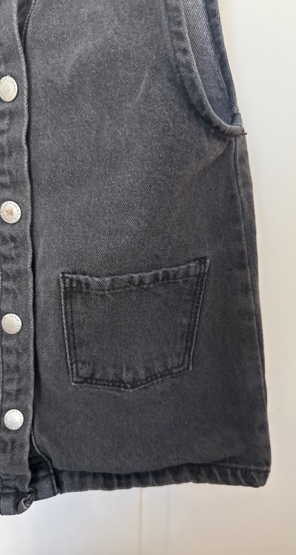 Kız Çocuk Siyah Denim Düğmeli elbise - Görsel 3