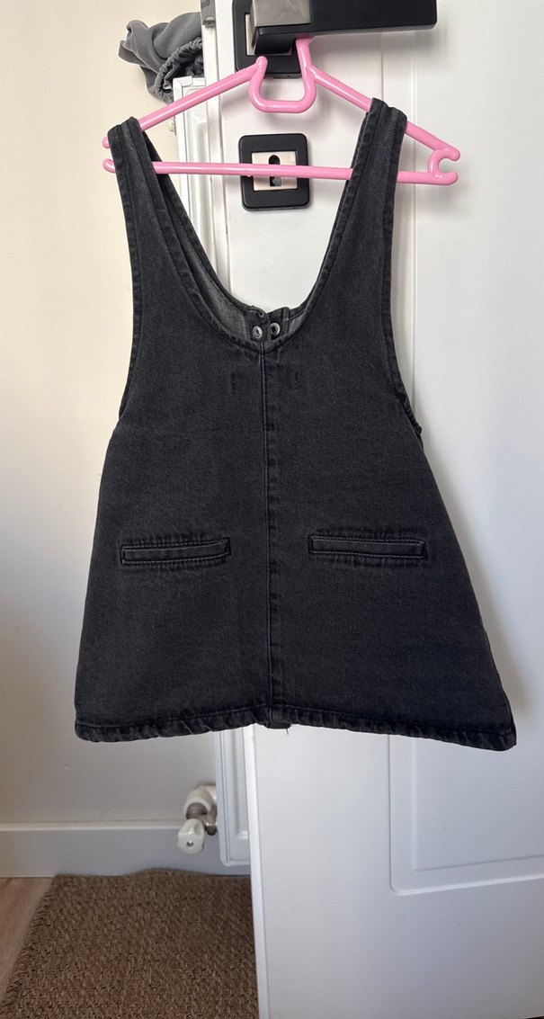 Kız Çocuk Siyah Denim Düğmeli elbise - Görsel 4