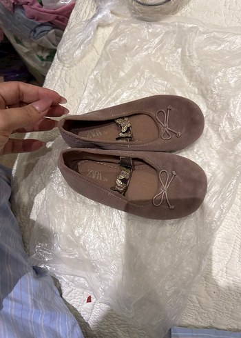 Pembe Süet Fiyonklu Kız Babet - Görsel 3