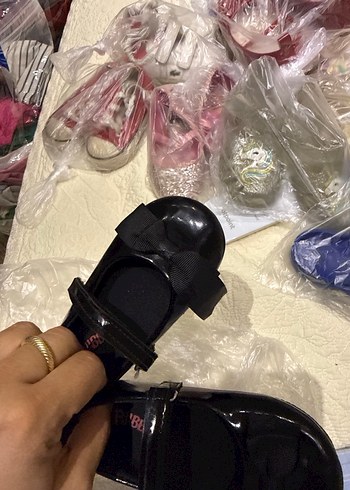 Kız Çocuk Siyah Rugan Babet Ayakkabı Velcro - Görsel 6