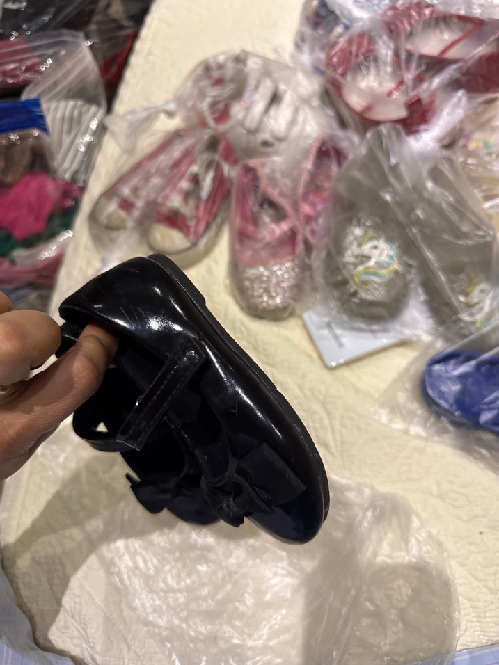 Kız Çocuk Siyah Rugan Babet Ayakkabı Velcro - Görsel 4