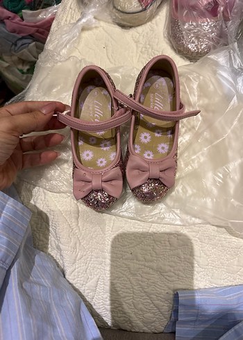 Pembe Parlak Kız Çocuk topuklu Babet Ayakkabı - Görsel 2