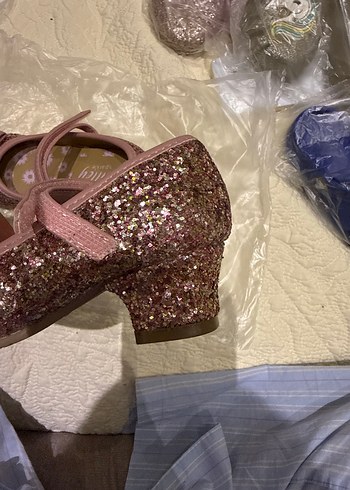 Pembe Parlak Kız Çocuk topuklu Babet Ayakkabı - Görsel 5