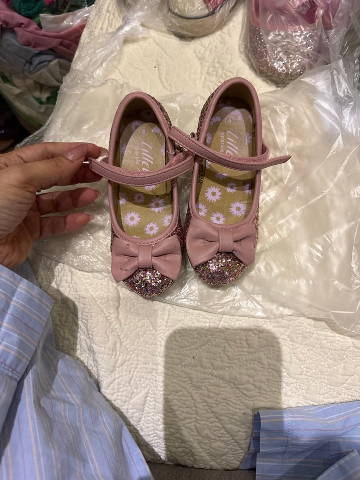 Pembe Parlak Kız Çocuk topuklu Babet Ayakkabı - Görsel 2