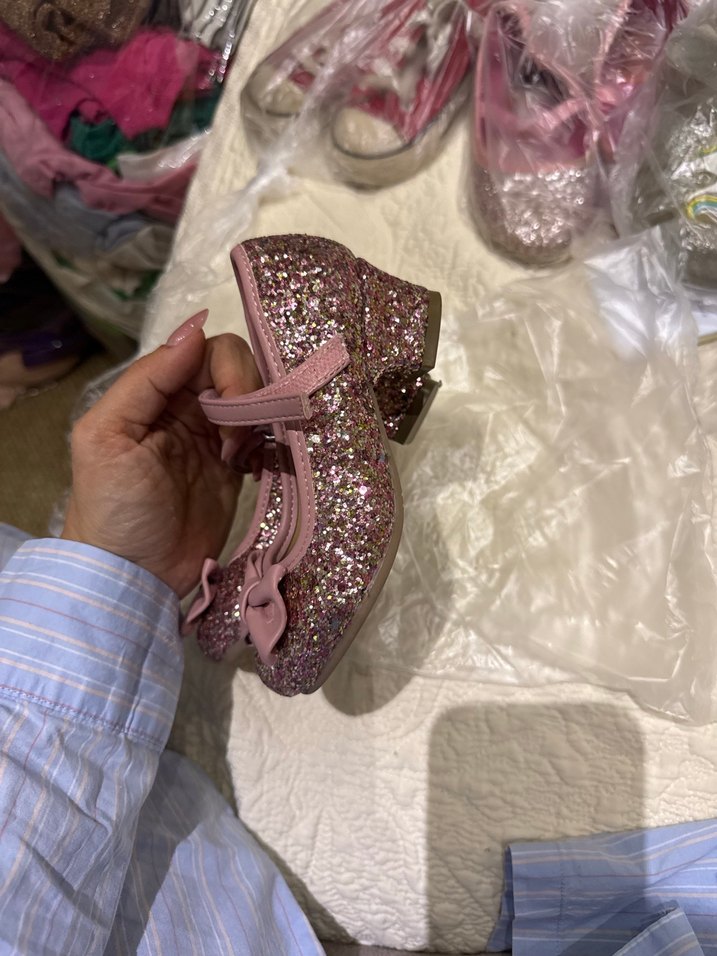 Pembe Parlak Kız Çocuk topuklu Babet Ayakkabı - Görsel 3