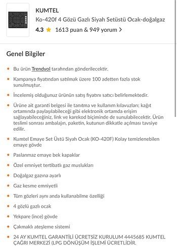Kumtel Siyah 4 Gözlü Ocak - Görsel 4