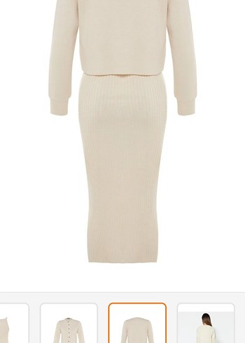 Bej Midi Kadın Triko Elbise - Görsel 5