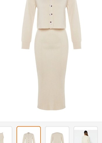 Bej Midi Kadın Triko Elbise - Görsel 4