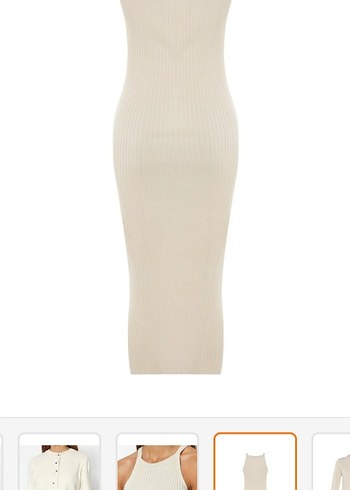 Bej Midi Kadın Triko Elbise - Görsel 3