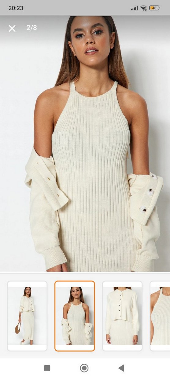 Bej Midi Kadın Triko Elbise - Görsel 2