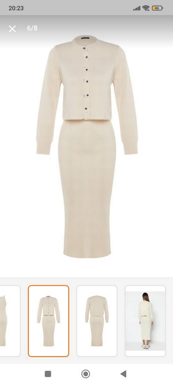 Bej Midi Kadın Triko Elbise - Görsel 4