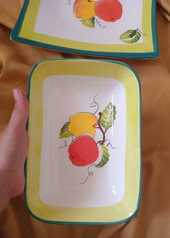 Beden turuncu Renk Damgalı vintage seramik tabaklar